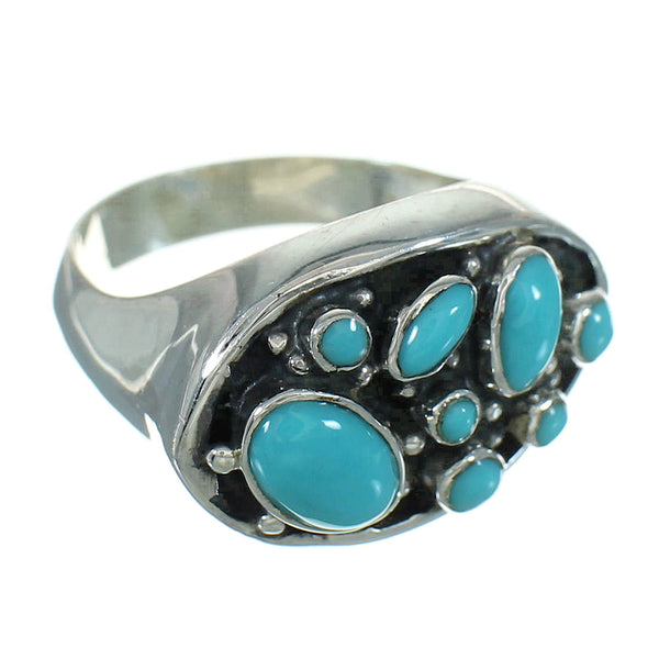 Southwestern Turquoise Genuine Sterling Silver Ring Size 7 QX84700